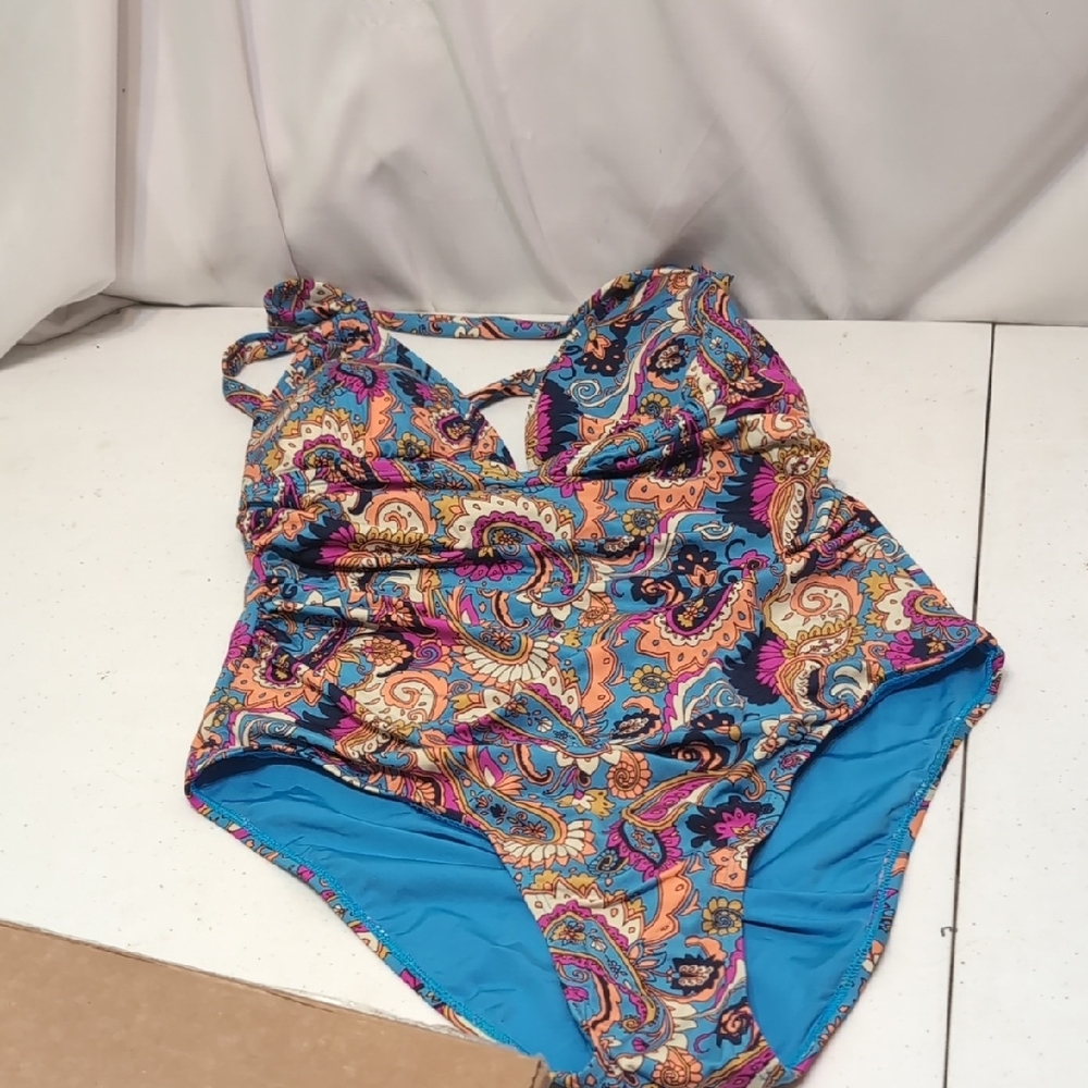 Lucky Brand Paisley One Piece Swimsuit Size Large New With Tags